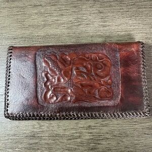 Embossed Leather Wallet in Rich Brown
